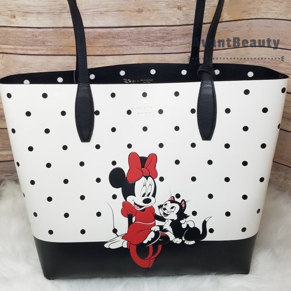 disney x kate spade new york white minnie mouse tote bag Reversible Black white - Picture 5 of 13